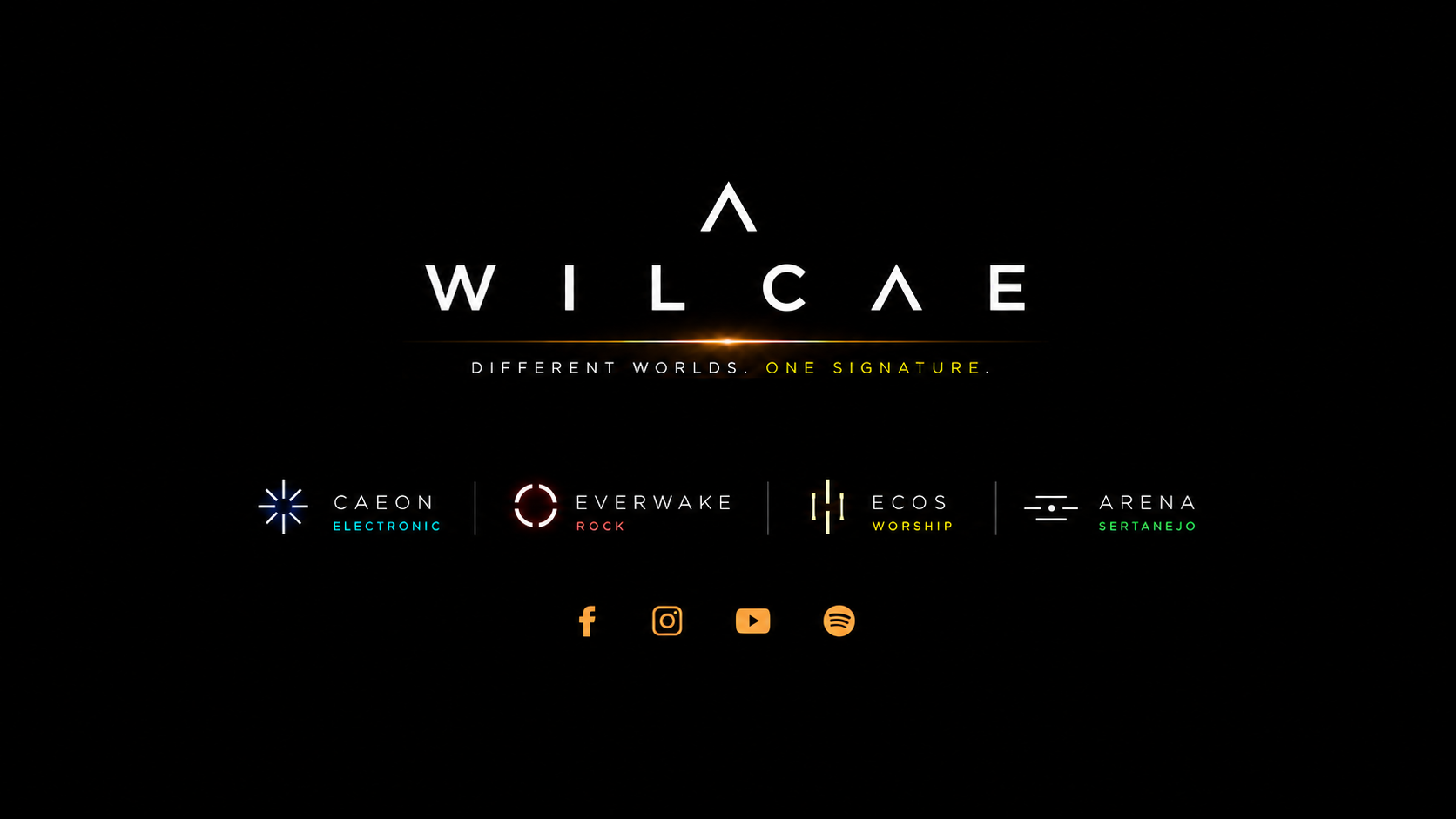 WILCAE — Different Worlds. One Signature. Projeto musical formado pelos universos CAEON, EVERWAKE, ECOS e ARENA.